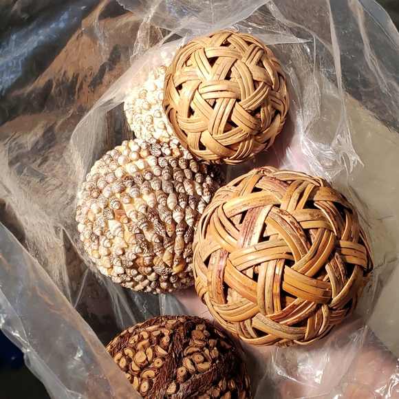 Decorative Balls Natural Set of 5 - Picture 1 of 8